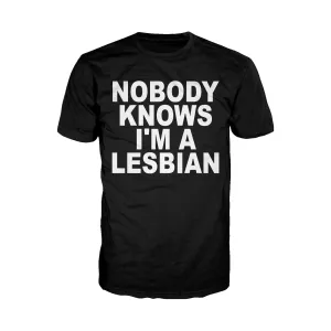 UA Just for Lolz Nobody Knows I'm a Lesbian Men's T-shirt (Black)