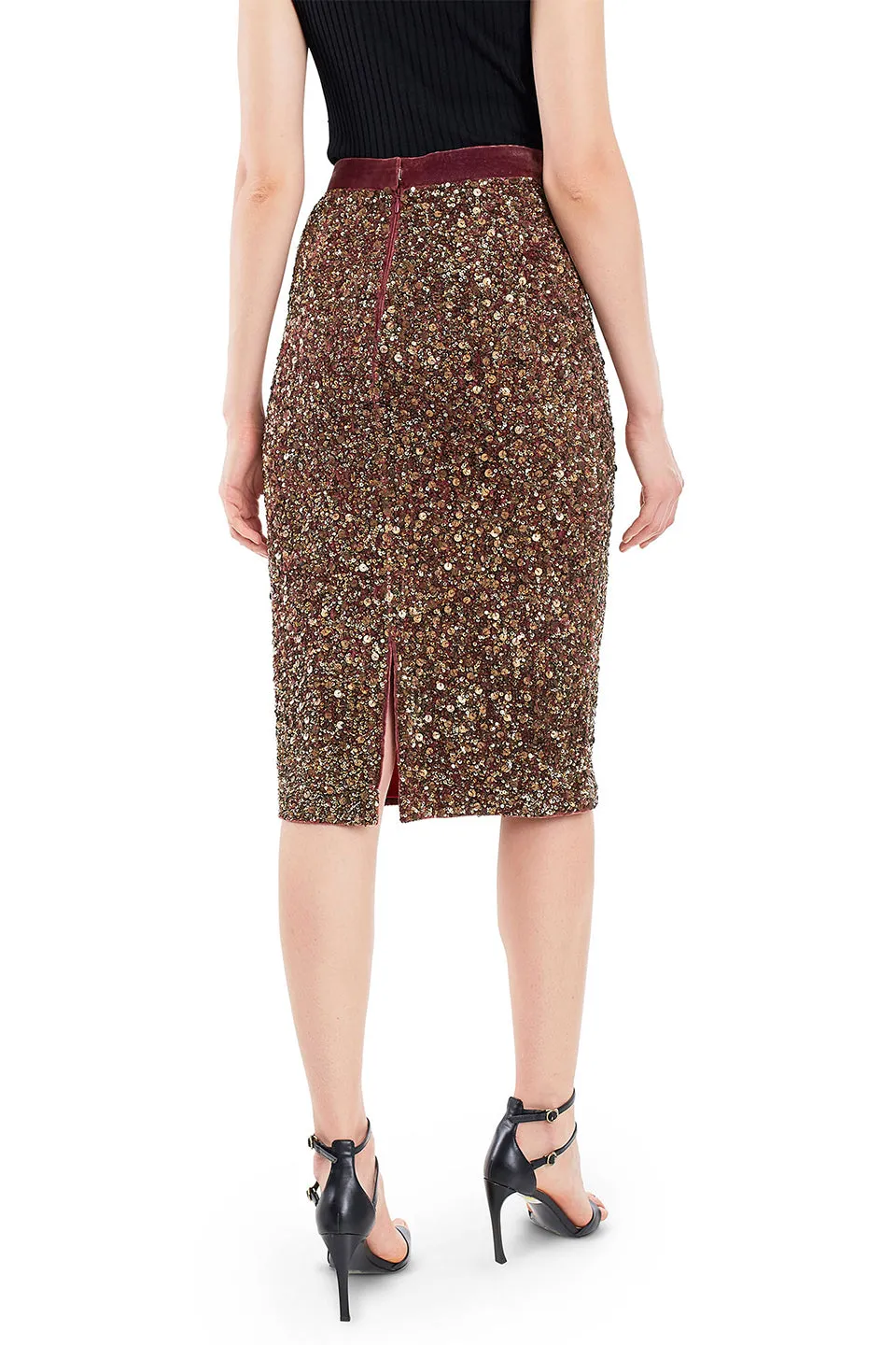 Velvet pencil skirt