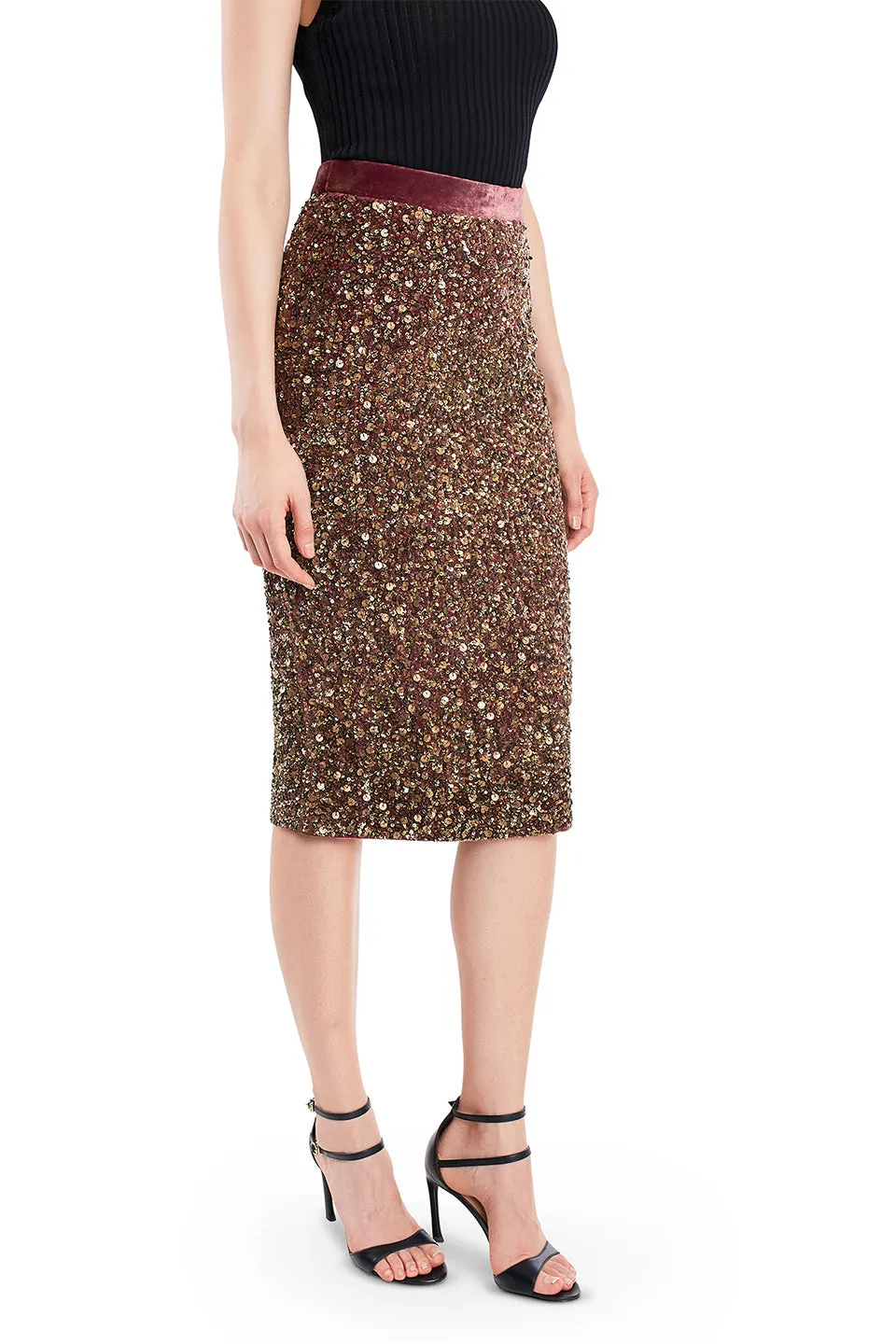 Velvet pencil skirt