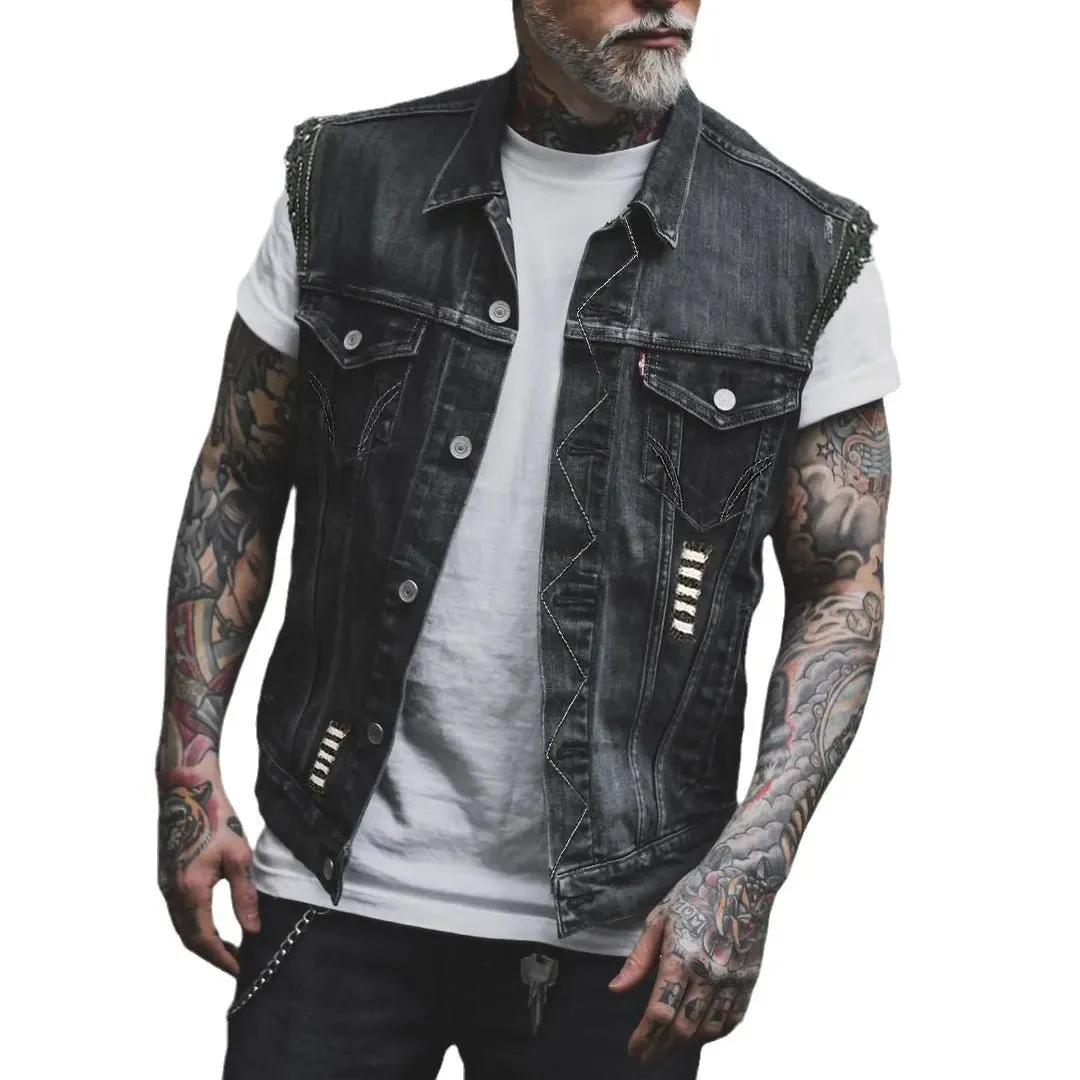 Veste jean Biker Sans Manche | Édition Law & Order