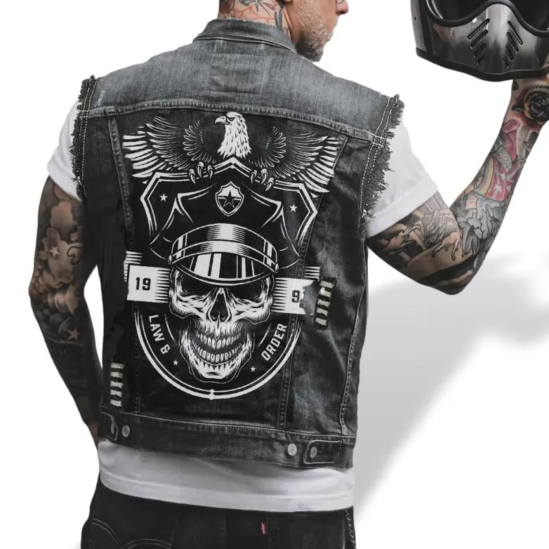 Veste jean Biker Sans Manche | Édition Law & Order