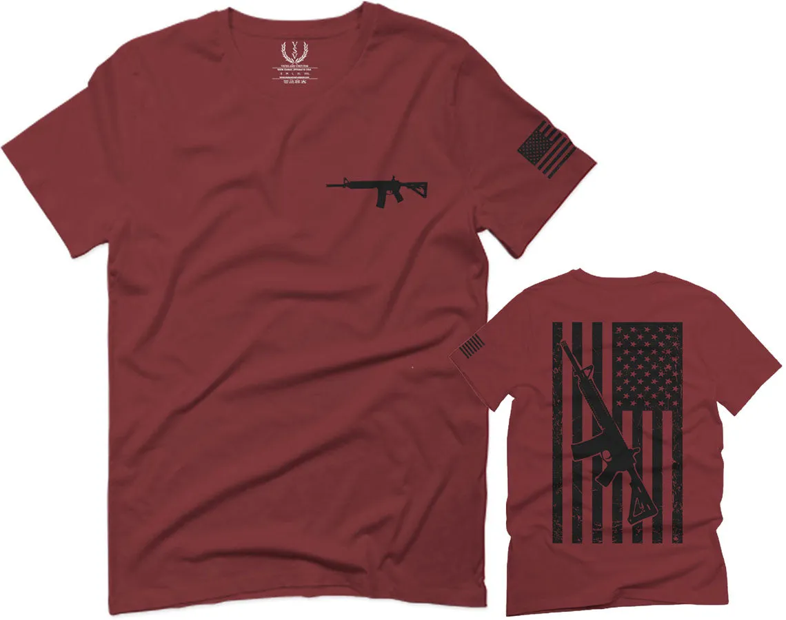 VICES AND VIRTUES Second Amendment Support American Flag Gun ar 15 Rights For men T Shirt