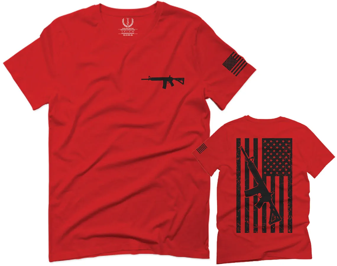 VICES AND VIRTUES Second Amendment Support American Flag Gun ar 15 Rights For men T Shirt