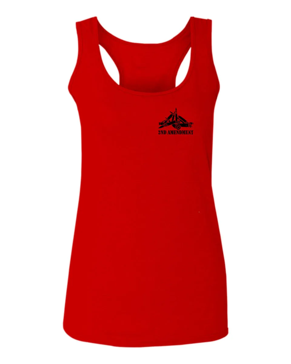 VICES AND VIRTUESS American Second Amendment Gun Rights arms Weapon Heart USA  women's Tank Top sleeveless Racerback