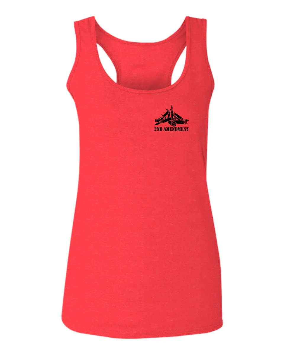 VICES AND VIRTUESS American Second Amendment Gun Rights arms Weapon Heart USA  women's Tank Top sleeveless Racerback