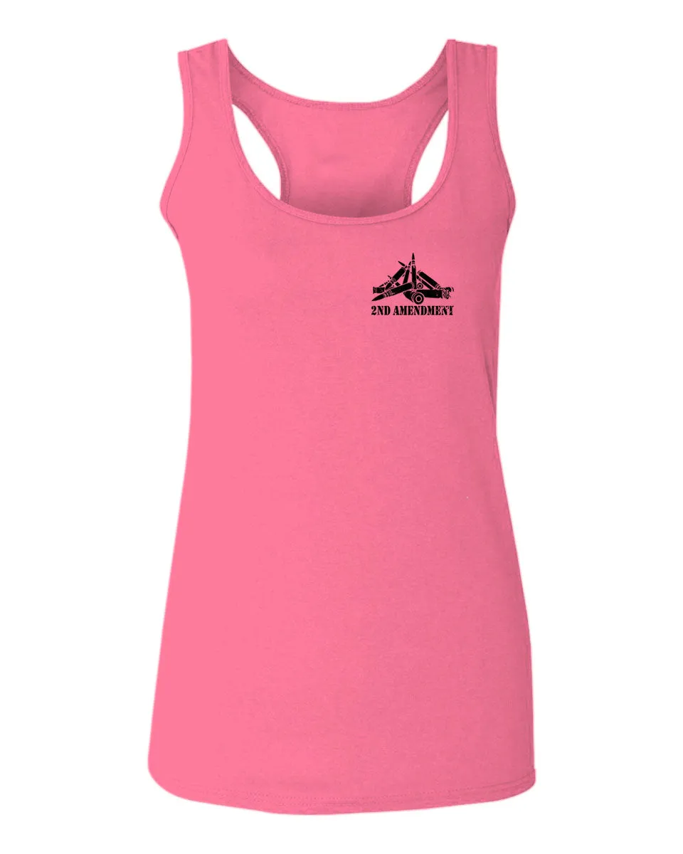 VICES AND VIRTUESS American Second Amendment Gun Rights arms Weapon Heart USA  women's Tank Top sleeveless Racerback