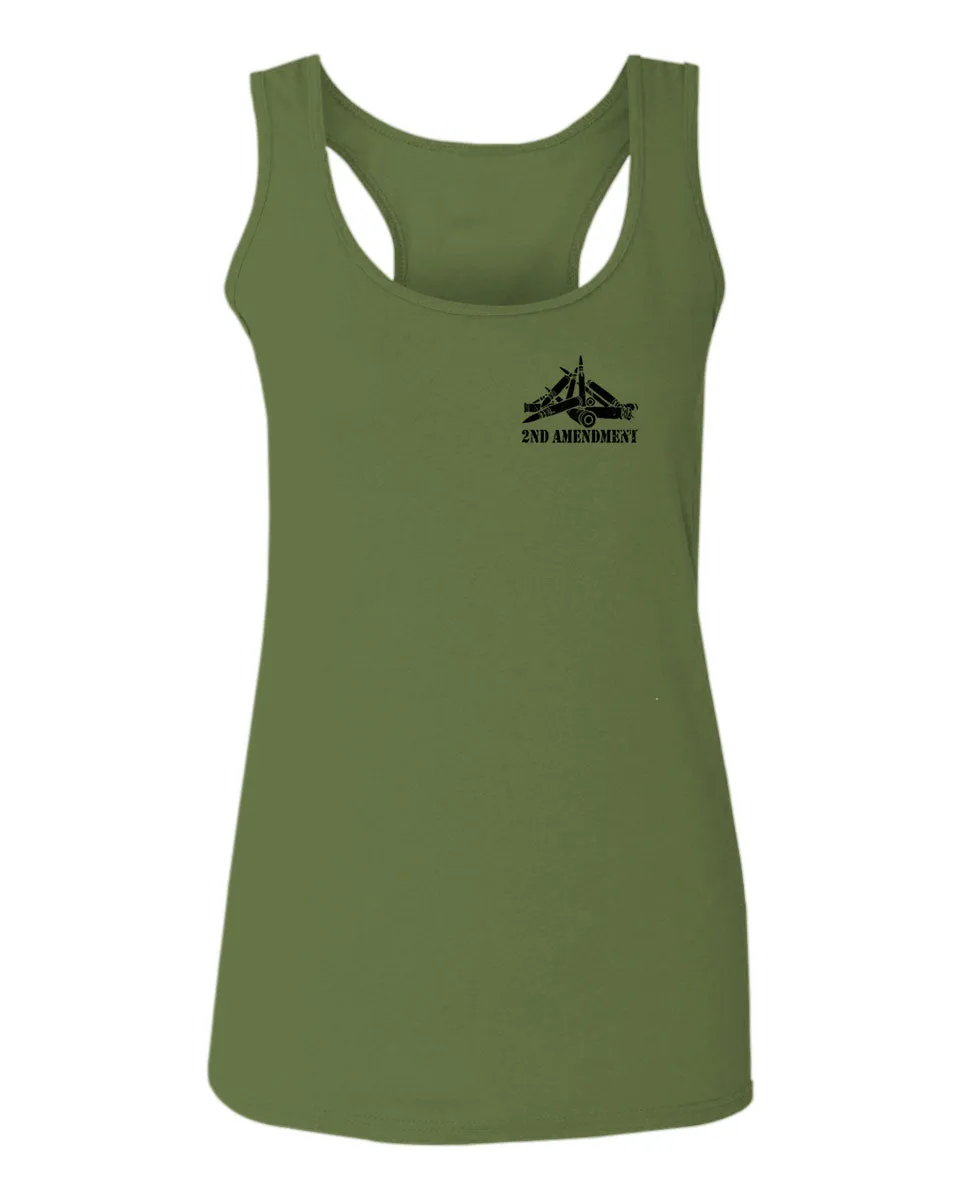 VICES AND VIRTUESS American Second Amendment Gun Rights arms Weapon Heart USA  women's Tank Top sleeveless Racerback