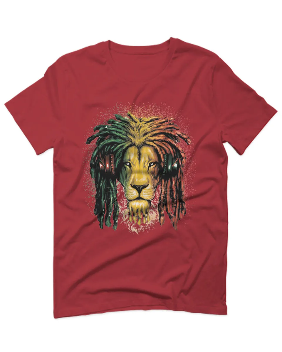 VICES AND VIRTUESS Cool Marijuana Rasta Lion Headphones Reggae Weed Stoner Day For men T Shirt