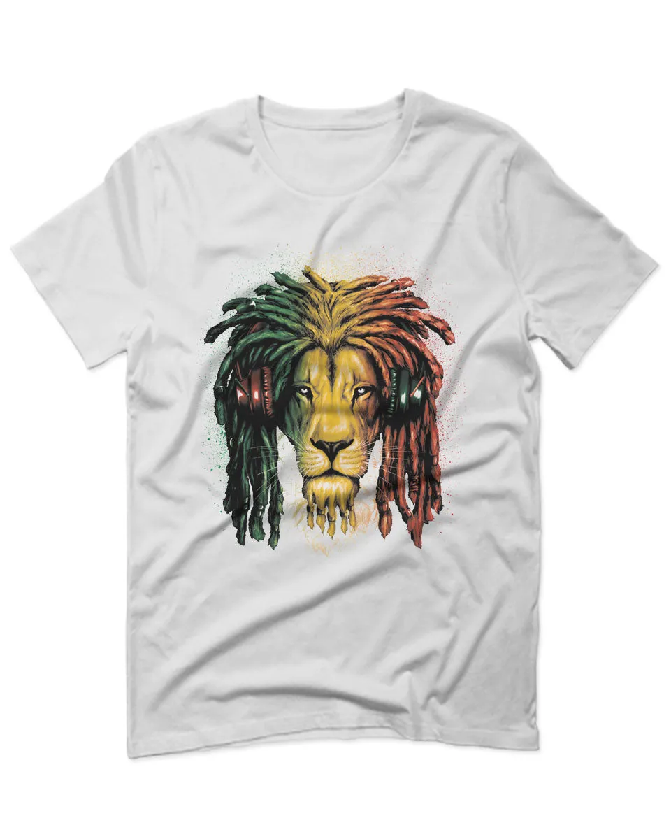 VICES AND VIRTUESS Cool Marijuana Rasta Lion Headphones Reggae Weed Stoner Day For men T Shirt