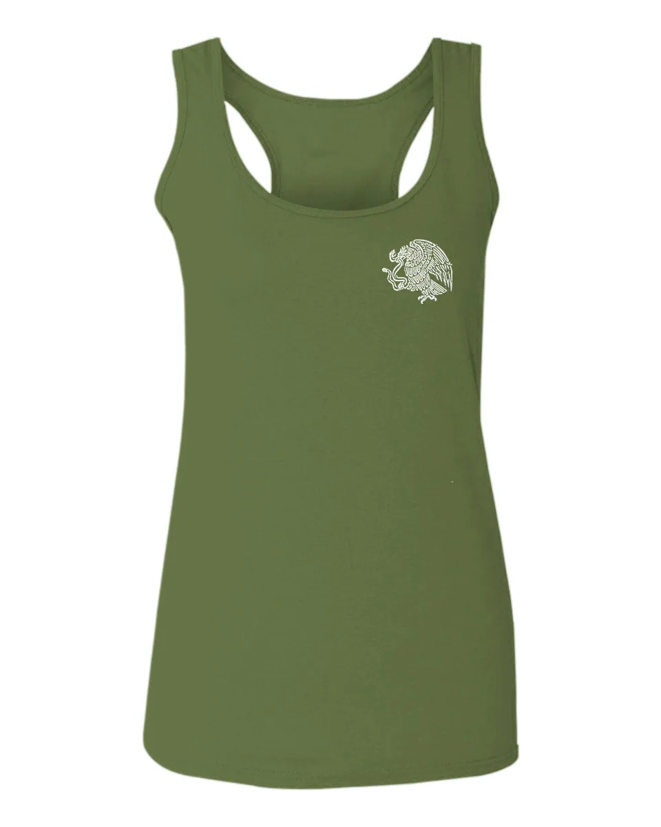 VICES AND VIRTUESS Hecho En Mexico Mexican Flag Coat of Arms Escudo Mexicano  women's Tank Top sleeveless Racerback