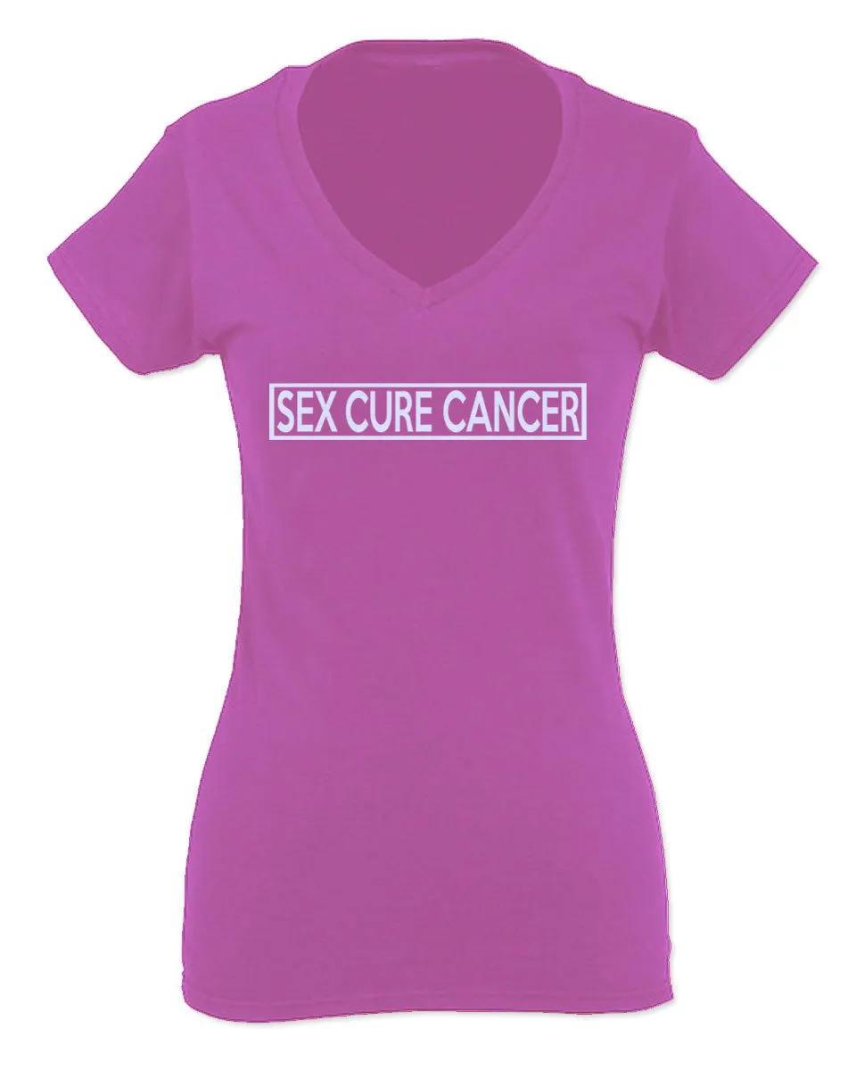 VICES AND VIRTUESS Hilarious Funny Offensive Graphic Sex Cure Cancer For Women V neck fitted T Shirt
