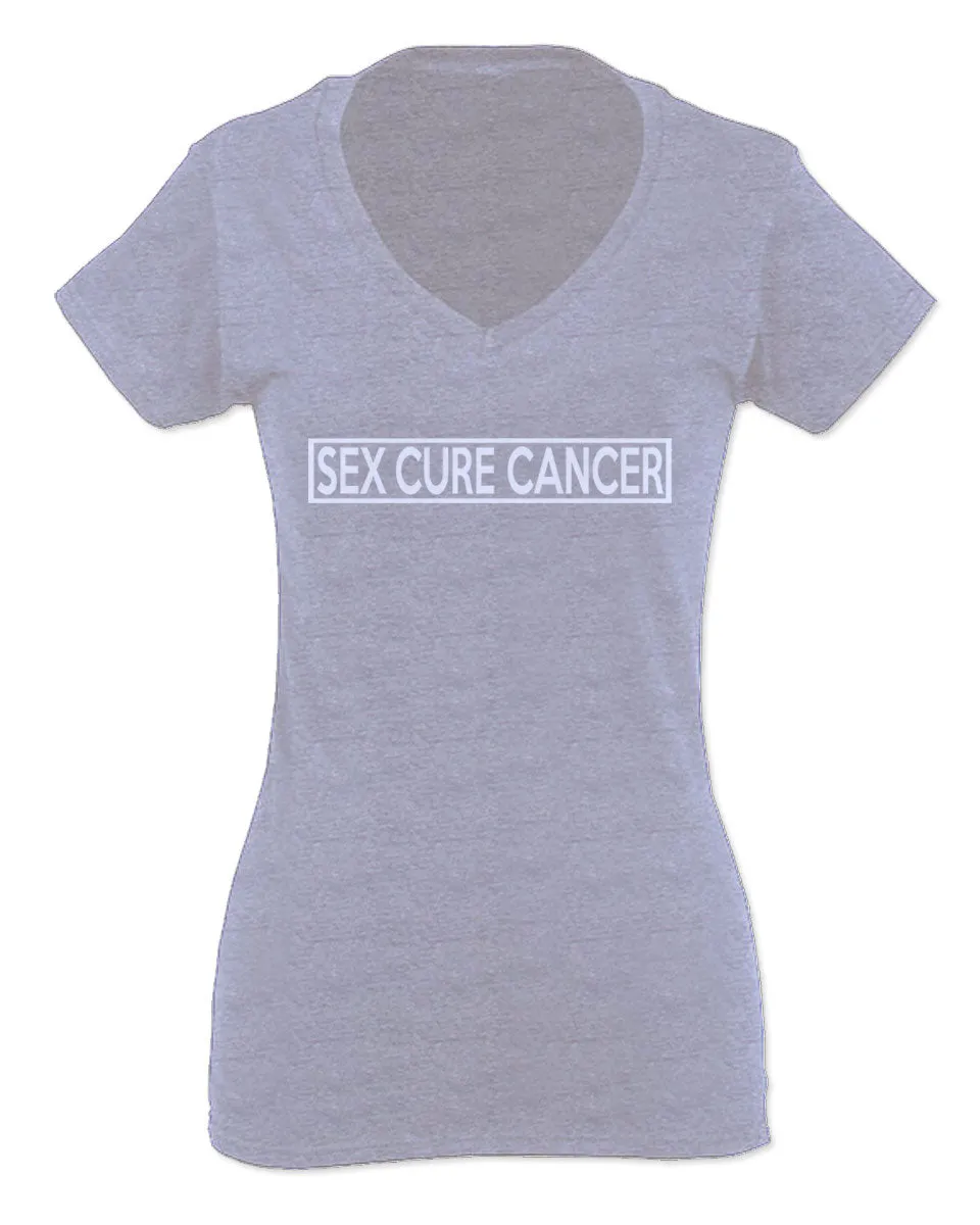 VICES AND VIRTUESS Hilarious Funny Offensive Graphic Sex Cure Cancer For Women V neck fitted T Shirt