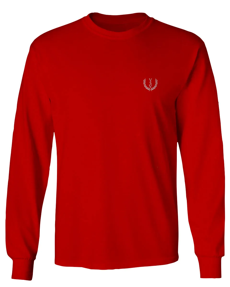 VICES AND VIRTUESS White Logo Seal Minimal Hipster Small mens Long sleeve t shirt