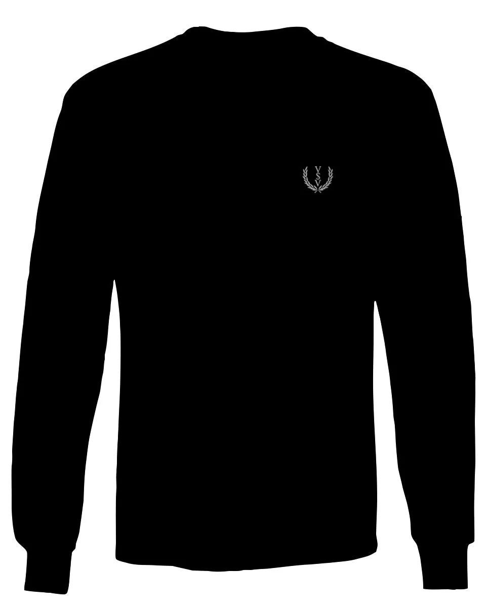 VICES AND VIRTUESS White Logo Seal Minimal Hipster Small mens Long sleeve t shirt