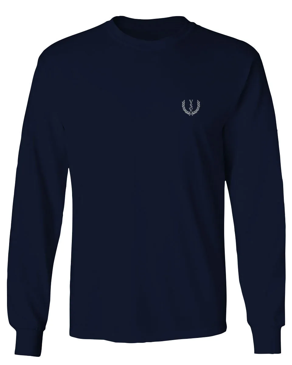 VICES AND VIRTUESS White Logo Seal Minimal Hipster Small mens Long sleeve t shirt