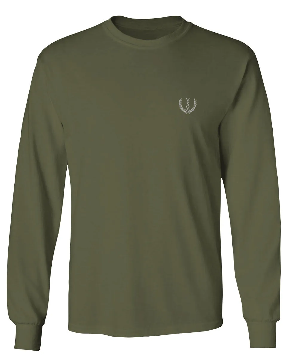 VICES AND VIRTUESS White Logo Seal Minimal Hipster Small mens Long sleeve t shirt