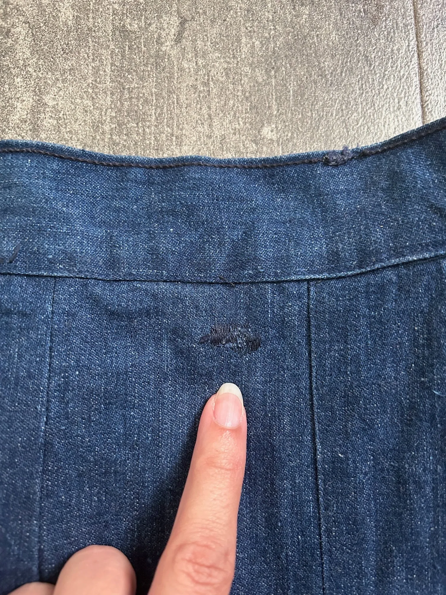 Vintage 1940s jeans . buckleback side button denim . 28-29 waist