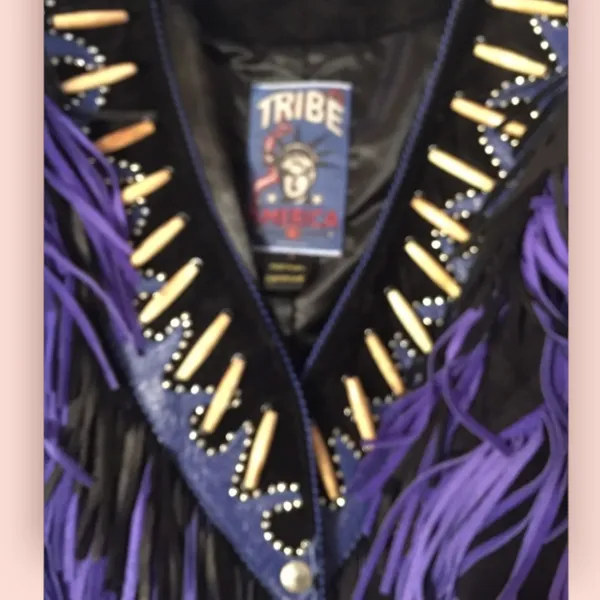 VINTAGE APACHE STYLE SUEDE LEATHER FRINGED JACKETS WITH EMBELLISHMENTS - IMPORTED FROM US