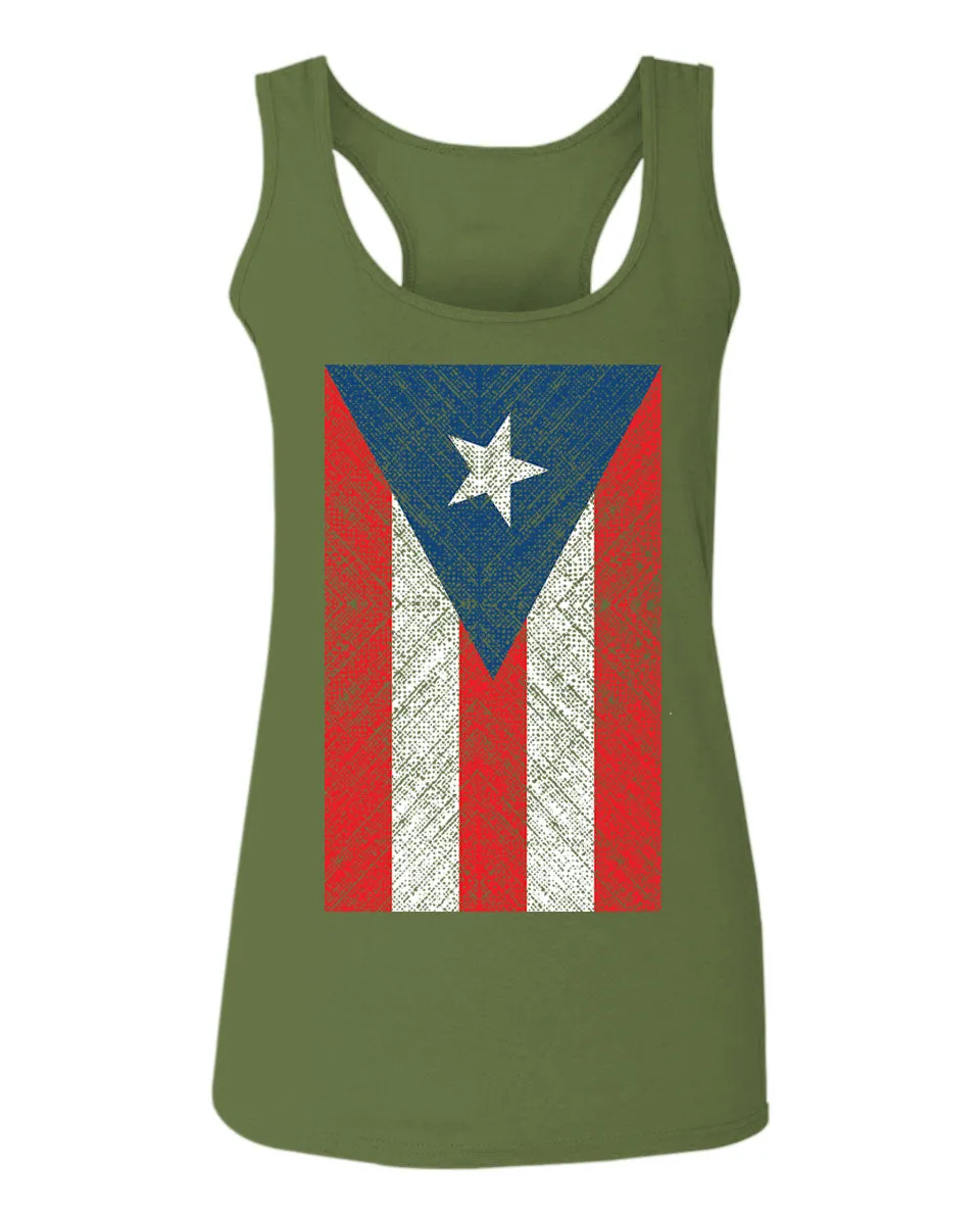 Vintage Bandera Puerto Rico Flag Boricua Rican Nuyorican  women's Tank Top sleeveless Racerback