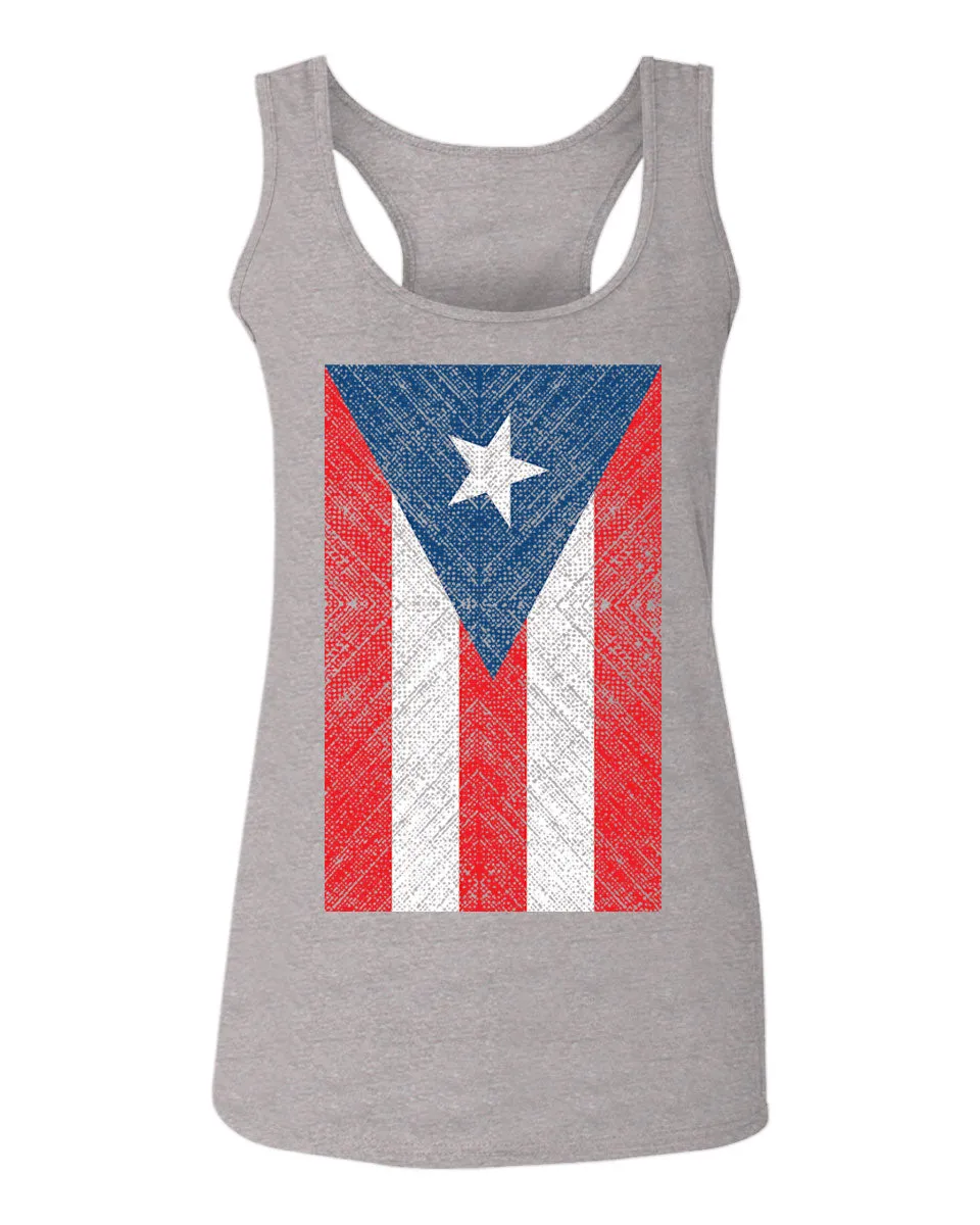 Vintage Bandera Puerto Rico Flag Boricua Rican Nuyorican  women's Tank Top sleeveless Racerback