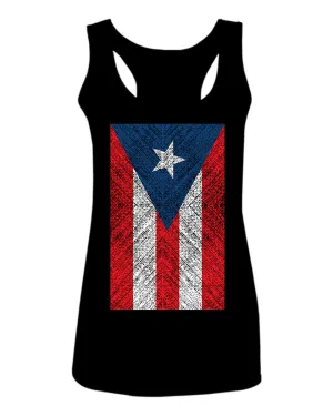 Vintage Bandera Puerto Rico Flag Boricua Rican Nuyorican  women's Tank Top sleeveless Racerback
