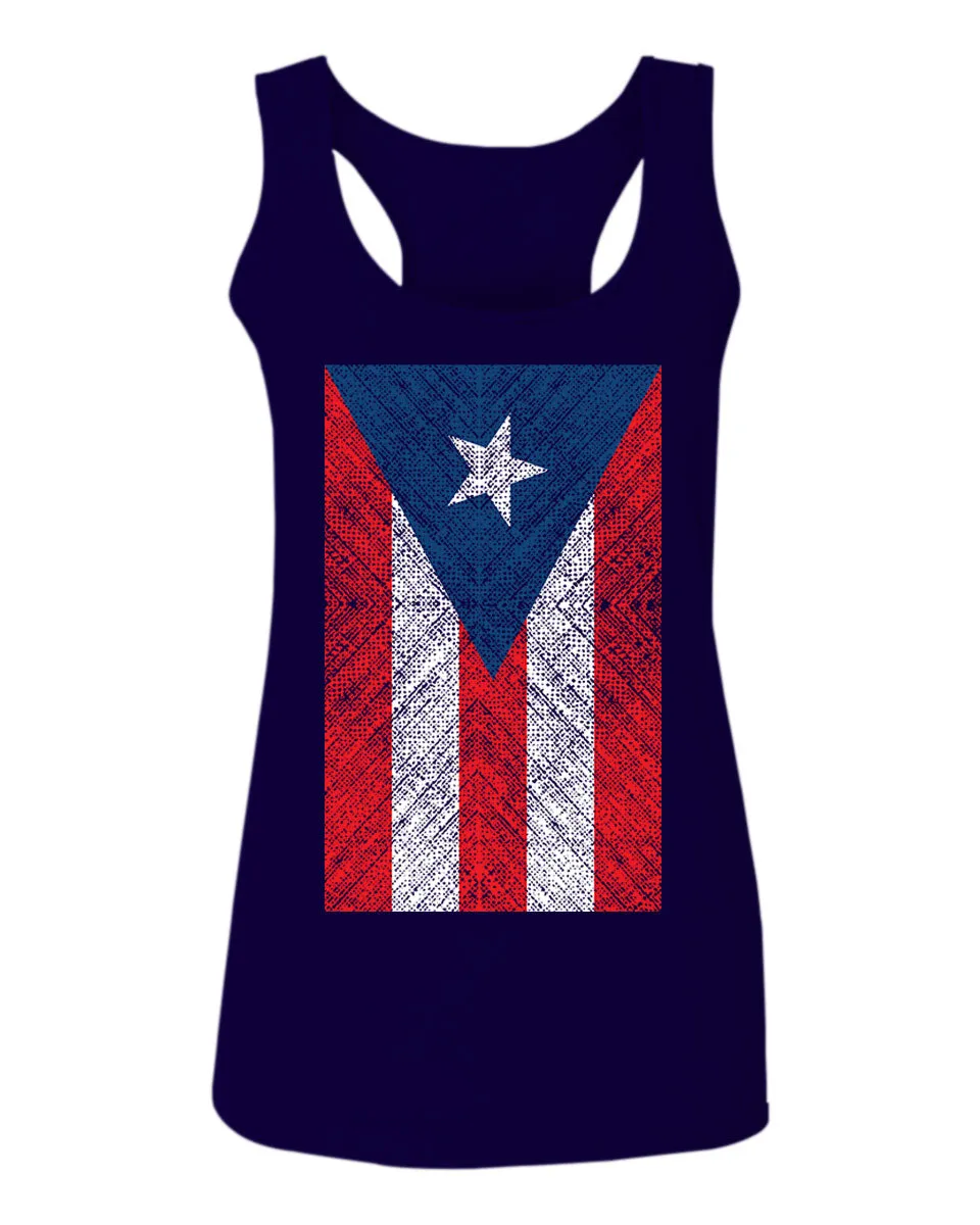 Vintage Bandera Puerto Rico Flag Boricua Rican Nuyorican  women's Tank Top sleeveless Racerback