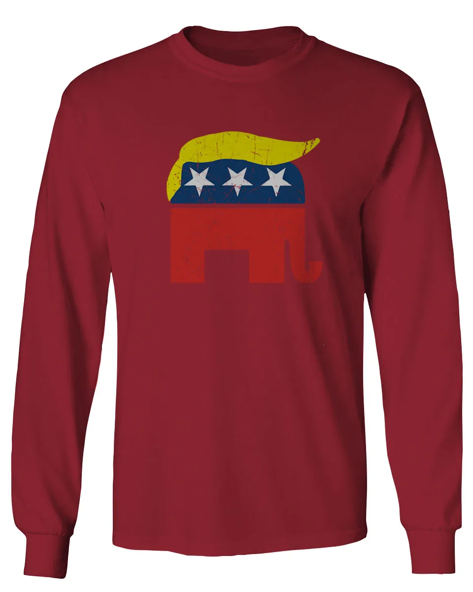 Vintage Elephant Republican Logo Trump Hair America mens Long sleeve t shirt