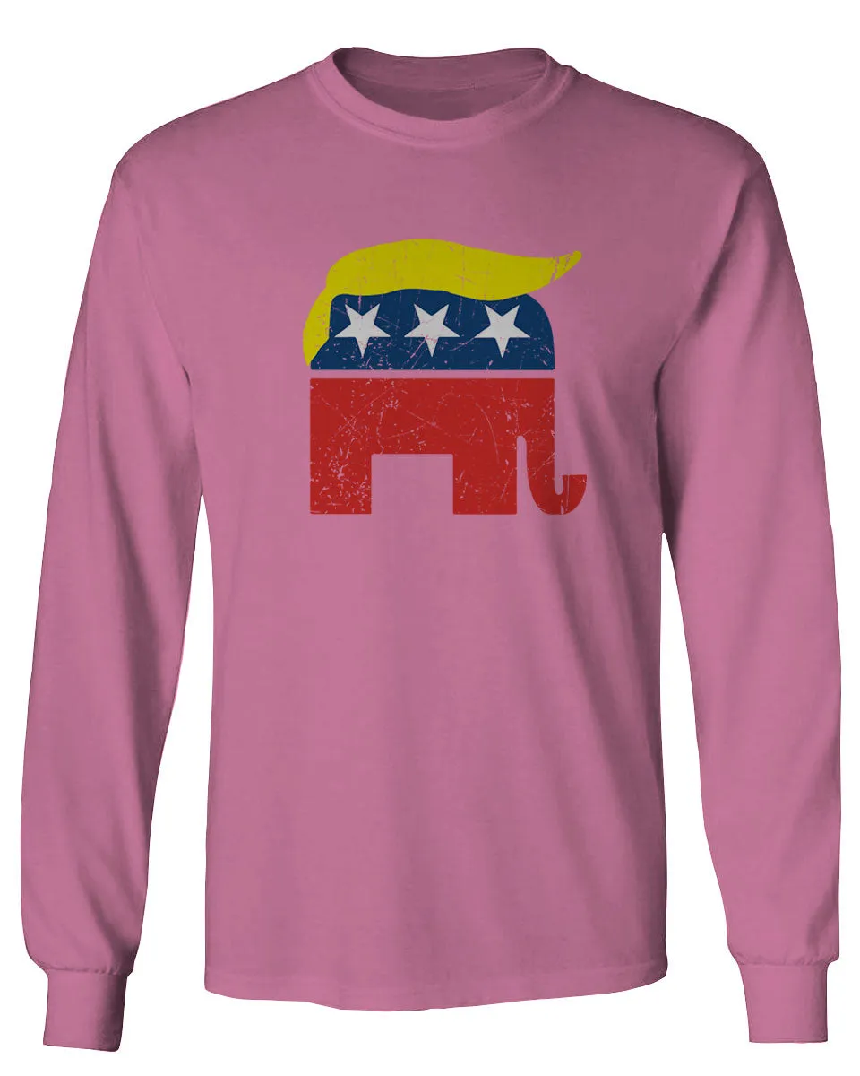 Vintage Elephant Republican Logo Trump Hair America mens Long sleeve t shirt