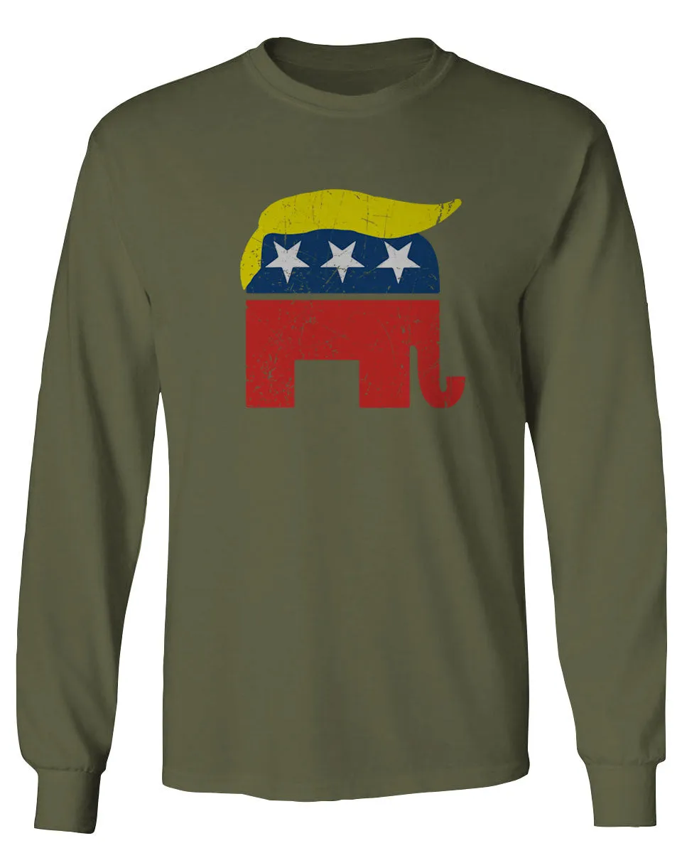 Vintage Elephant Republican Logo Trump Hair America mens Long sleeve t shirt