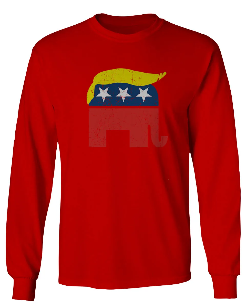 Vintage Elephant Republican Logo Trump Hair America mens Long sleeve t shirt
