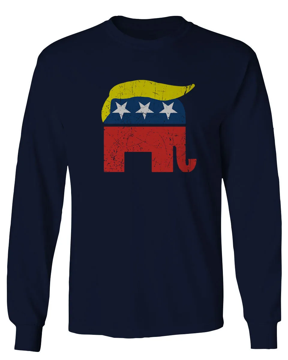 Vintage Elephant Republican Logo Trump Hair America mens Long sleeve t shirt
