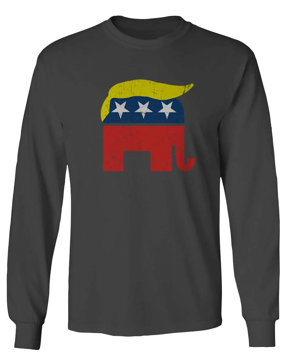 Vintage Elephant Republican Logo Trump Hair America mens Long sleeve t shirt