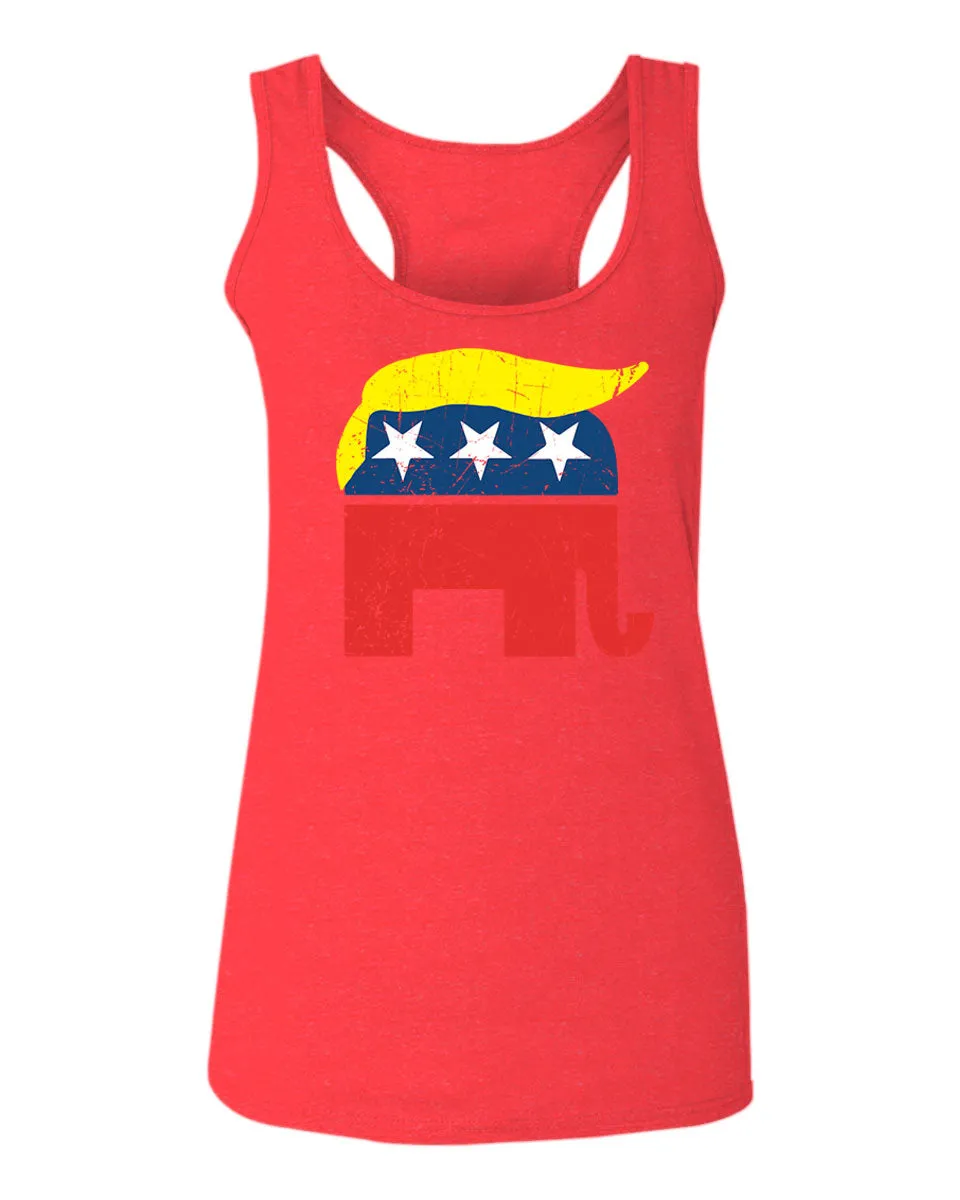Vintage Elephant Republican Logo Trump Hair America  women's Tank Top sleeveless Racerback