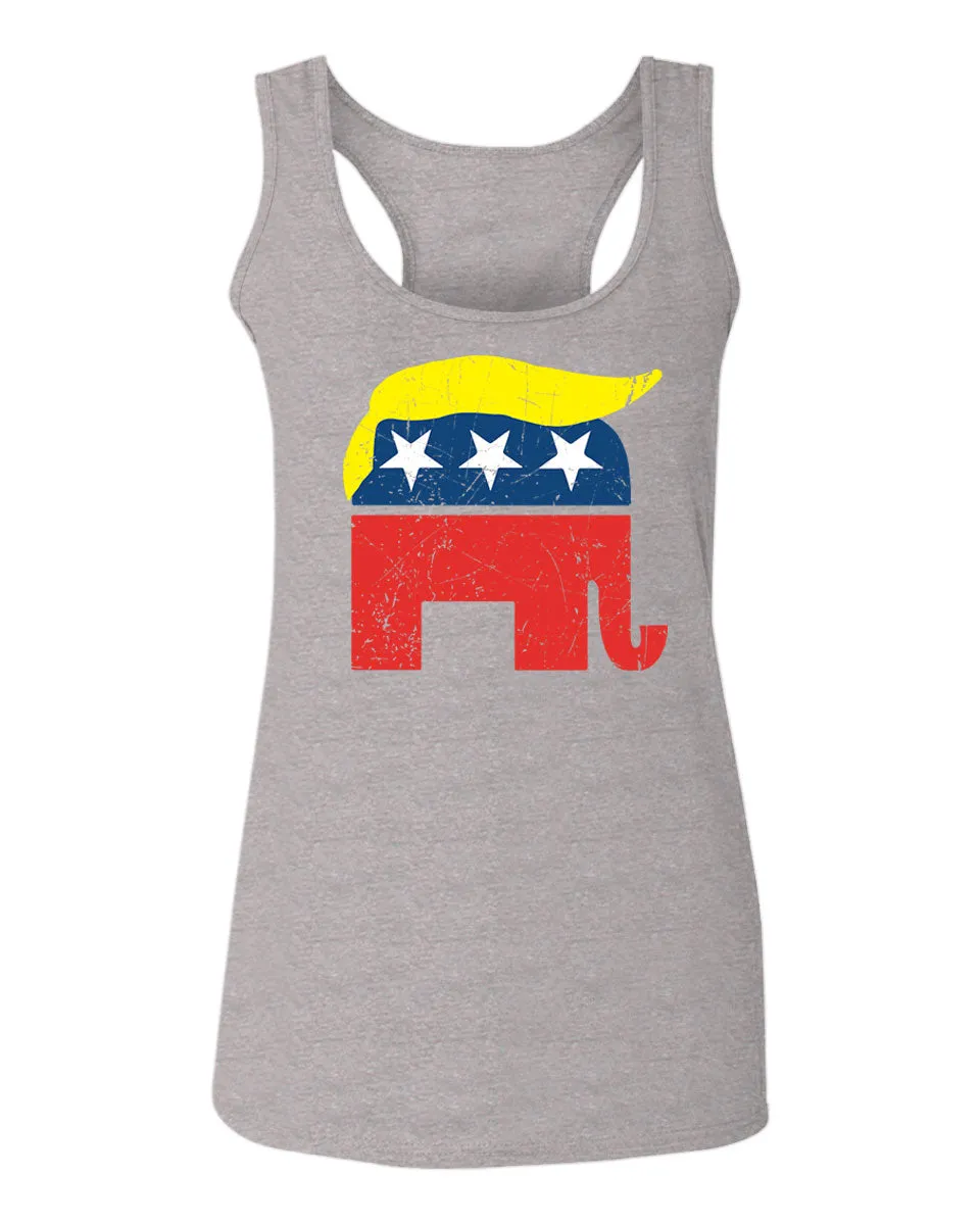 Vintage Elephant Republican Logo Trump Hair America  women's Tank Top sleeveless Racerback