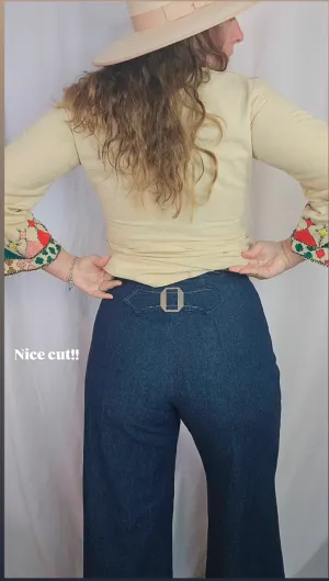Vintage High-Waisted Buckle Back Denim Pants – AU 8–10
