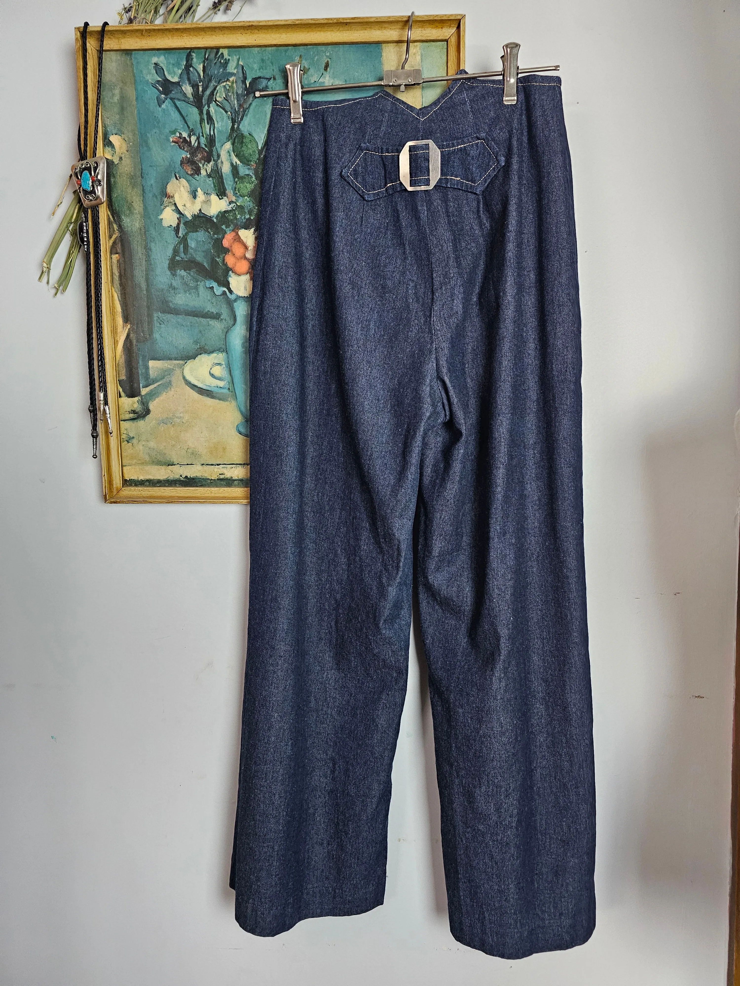 Vintage High-Waisted Buckle Back Denim Pants – AU 8–10