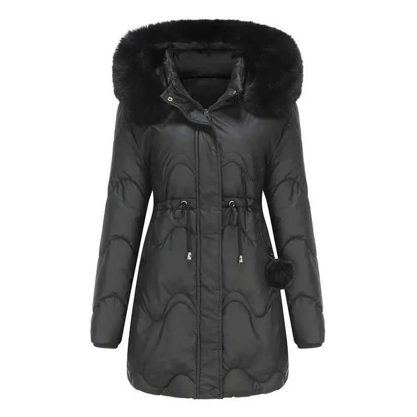 Warm winter coat with a plush collar – Renata
