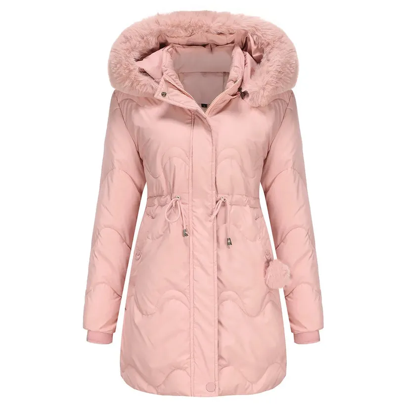 Warm winter coat with a plush collar – Renata