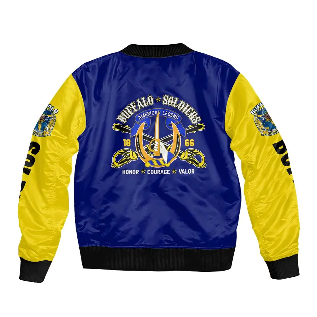 We Can We Will Buffalo Soldiers Sleeve Zip Bomber Jacket Us Army Ready and Forward DT02