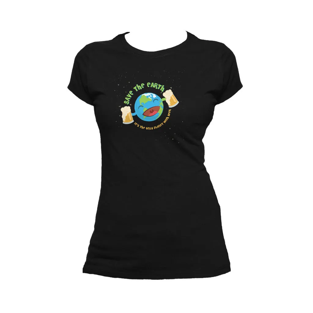 Weird Science Save The Earth - Beer Official Women's T-shirt (Black)