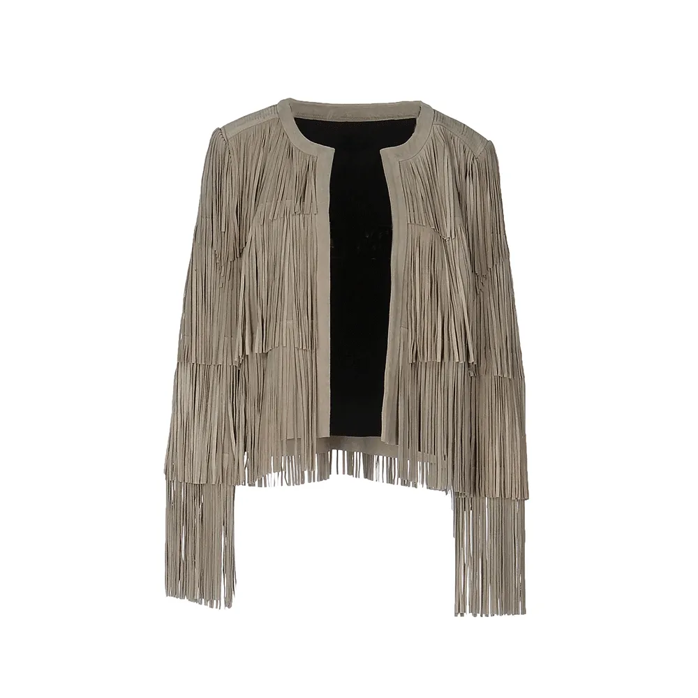 Western Fringe Beige Suede Leather Jacket for Women Cowgirl WFJ238