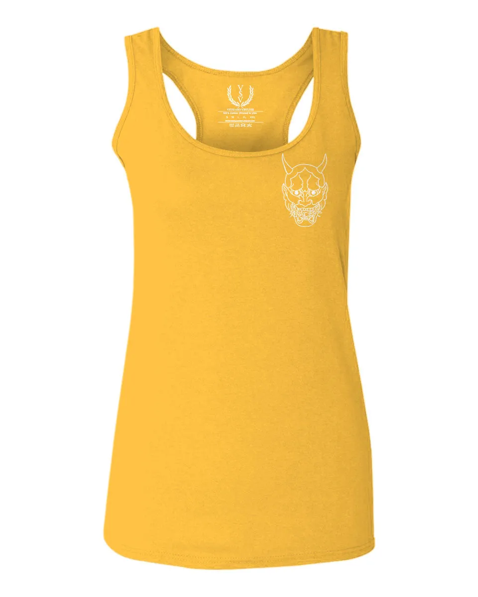 White Demon Hannya Graphic Traditional Japanese Till Death Vibes Anime  women's Tank Top sleeveless Racerback