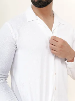White Full Sleeve Popcorn Shirt