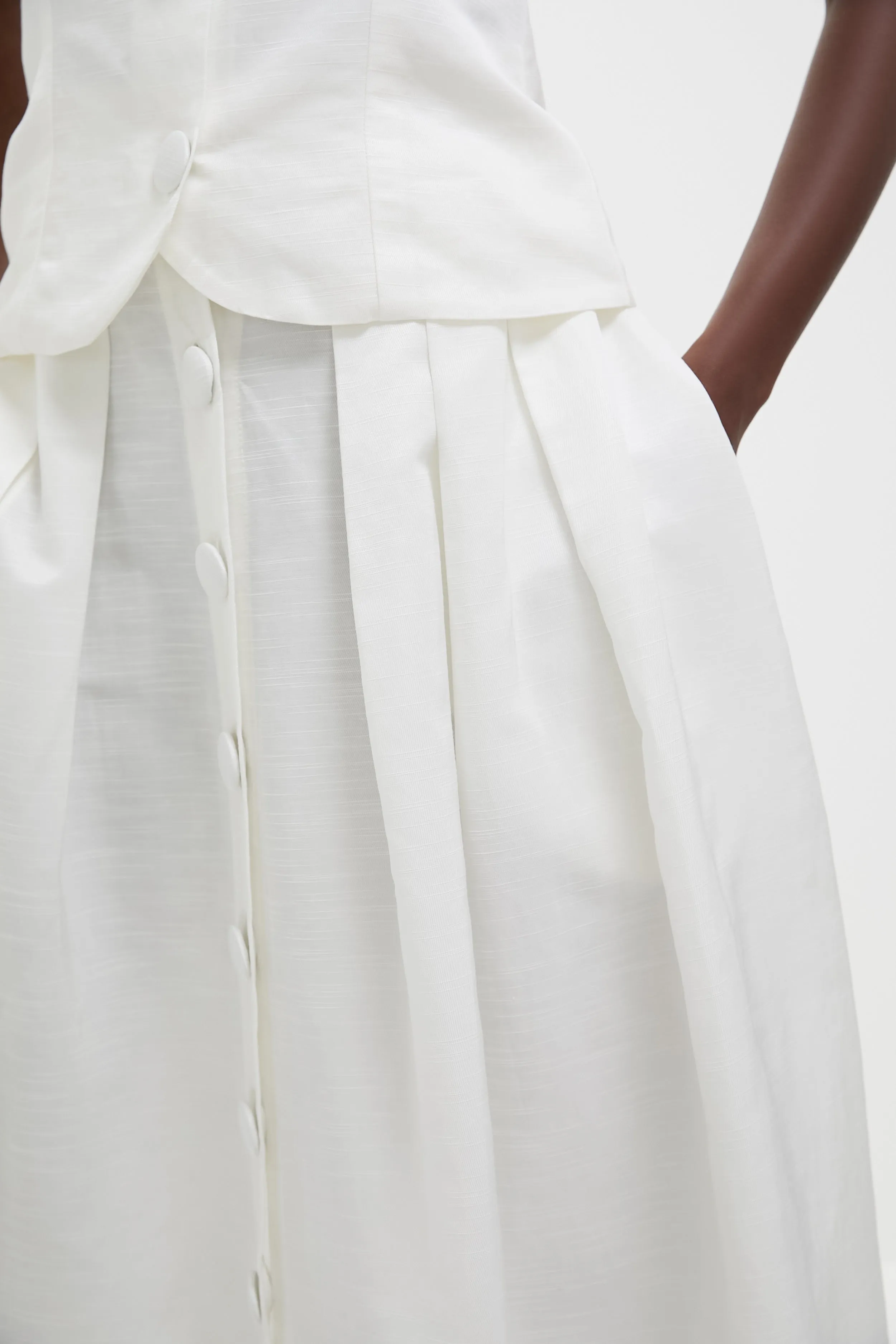 White Irving Textured Skirt