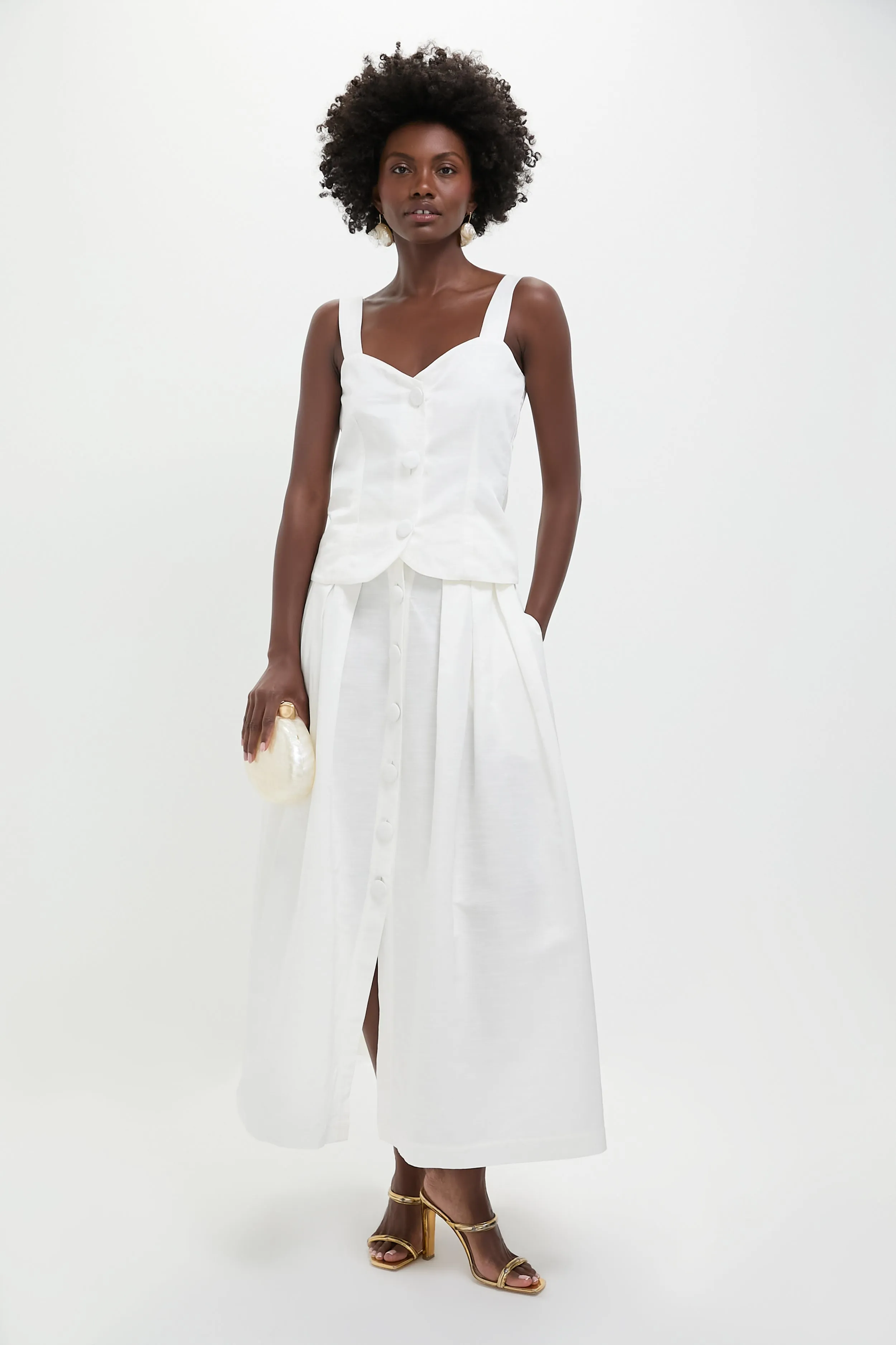 White Irving Textured Skirt