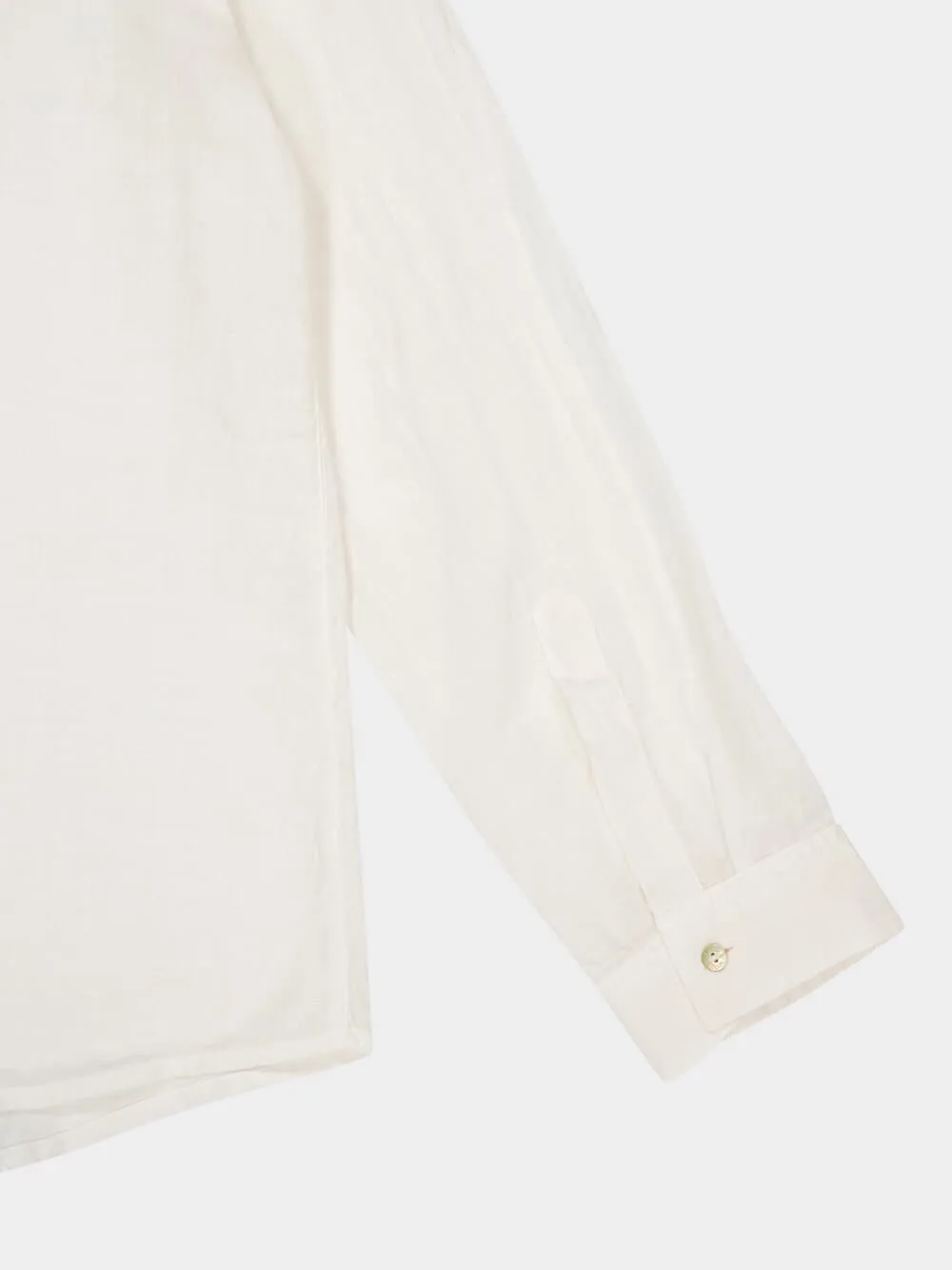 White Linen Long Sleeve Button-Up Shirt