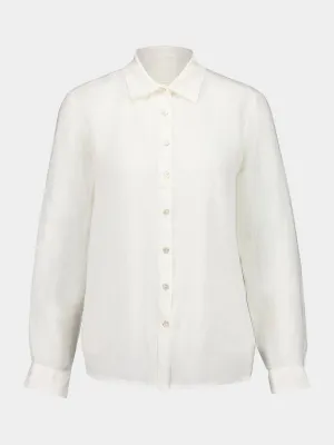 White Linen Long Sleeve Button-Up Shirt