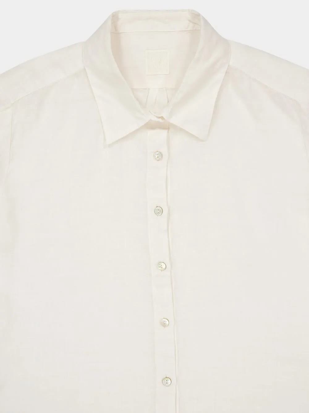 White Linen Long Sleeve Button-Up Shirt