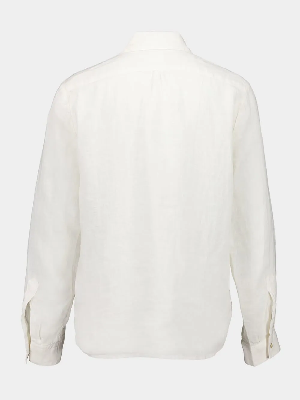 White Linen Long Sleeve Button-Up Shirt