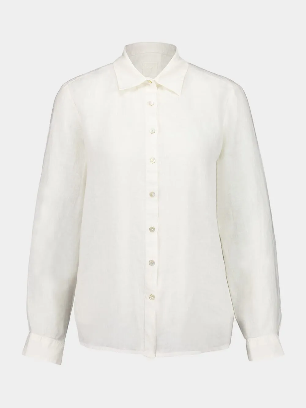White Linen Long Sleeve Button-Up Shirt